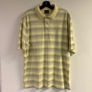Greg Norman for Tasso Elba Play Dry Yellow Stripe Golf Shirt Size M